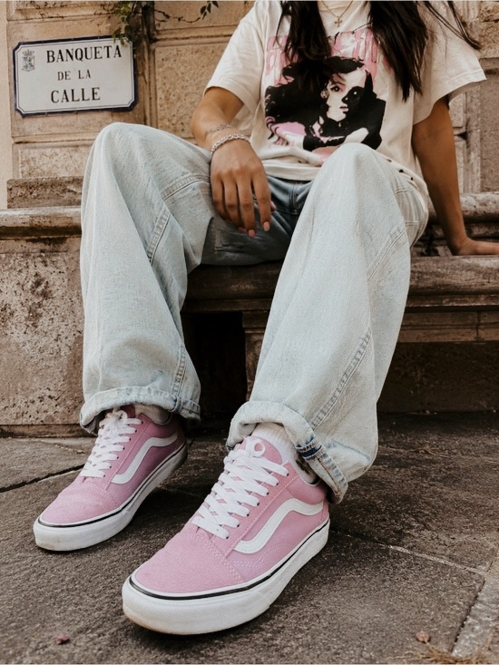 Baby Pink Low-Top Old Skool Skate Sneakers Vans